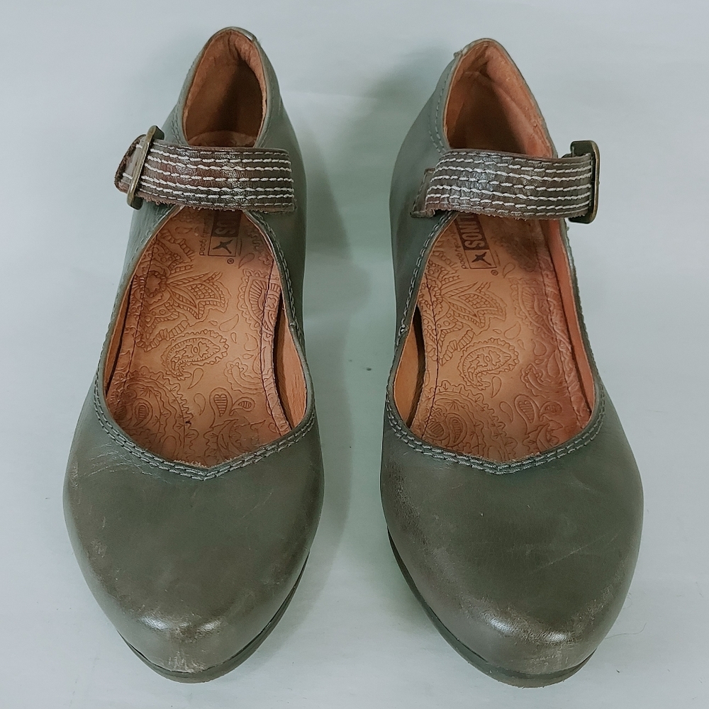 Pikolinos Preppy Quirky Comfort Mary Jane Gandia Pumps 37 EU Olive Green Floral - Picture 2 of 10